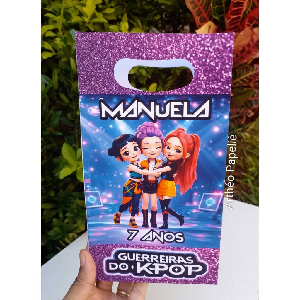 Sacolinhas Personalizadas GUERREIRAS DO K-POP M PEGUE E MONTE - Lembrancinhas, Aniversário - Sacolinha Surpresa Huntrix