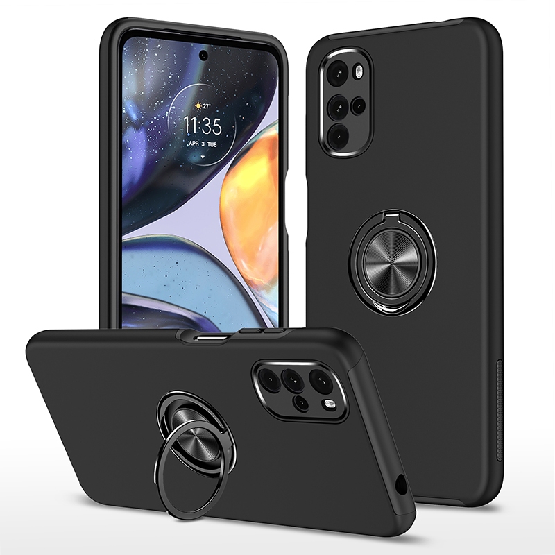 Capa lisa Anti Impacto com Anel embutido de metal gira 360 Para Moto g22/moto g41/ g50/moto g60/G60s(película opcional)