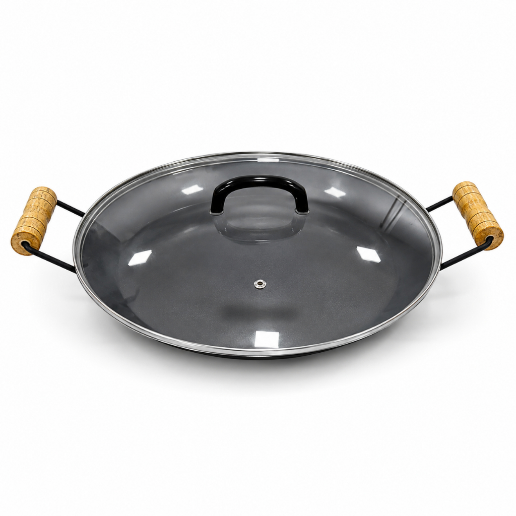 Disco de Arado Grande 51 cm Com/Sem Tampa de Vidro 4cm de Profundidade Chapa de Arado Frigideira 41 cm de diamentro