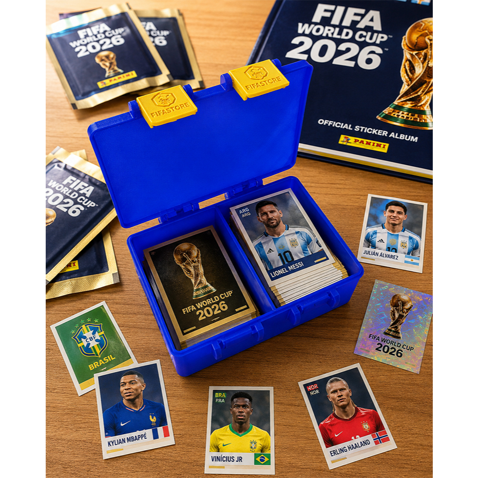 Caixa Porta Figurinhas Copa do Mundo 2026 Organizador para Coleção