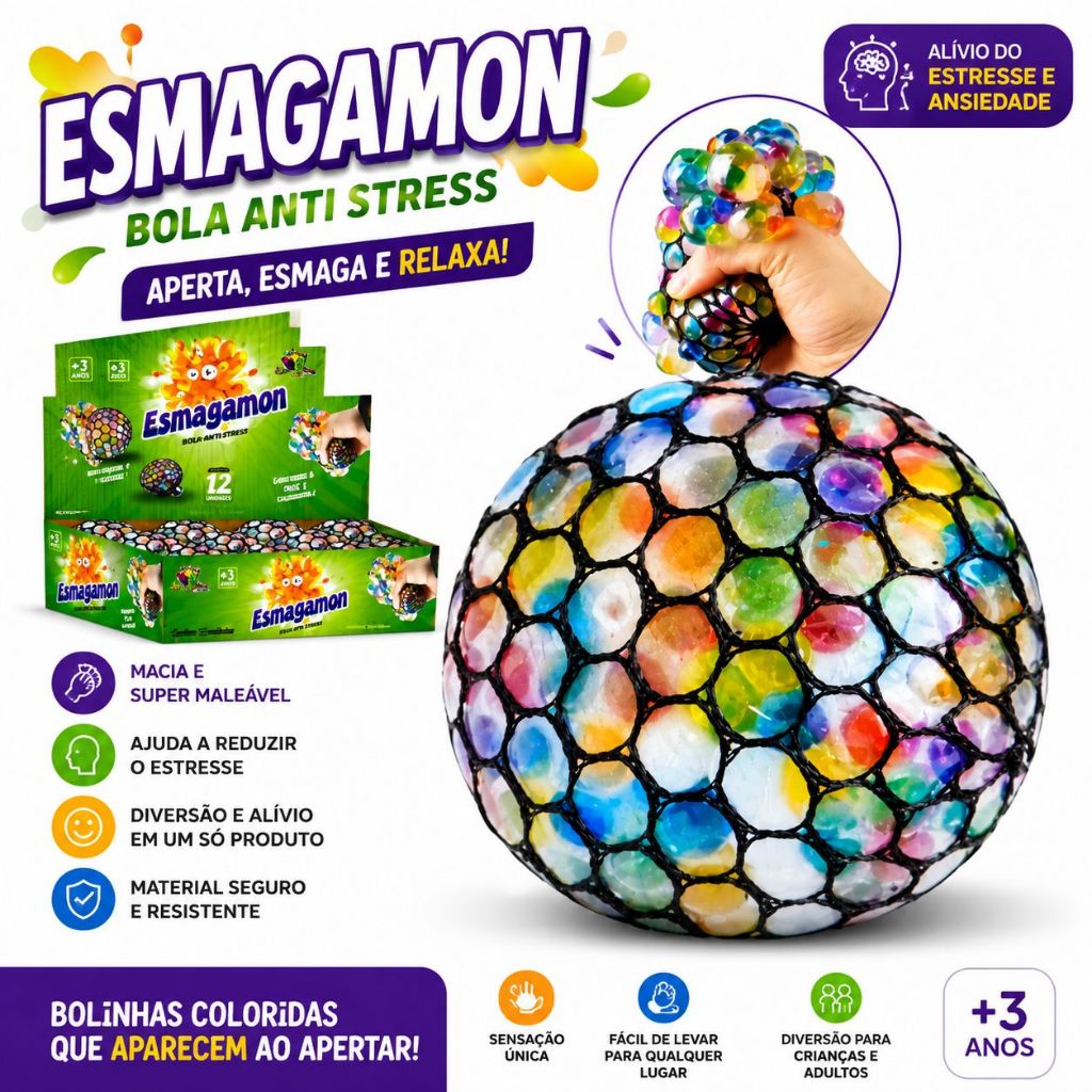 ESMAGAMON BOLINHA ANTI STRESS FIDGET TOYS ESPREMER ESMAGAR BOLA ANTI STRESS