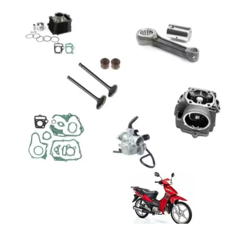 kit Motor Completo Cilindro Biela Junta Cabeçote 90 Cc Moto Moby 50 Cc