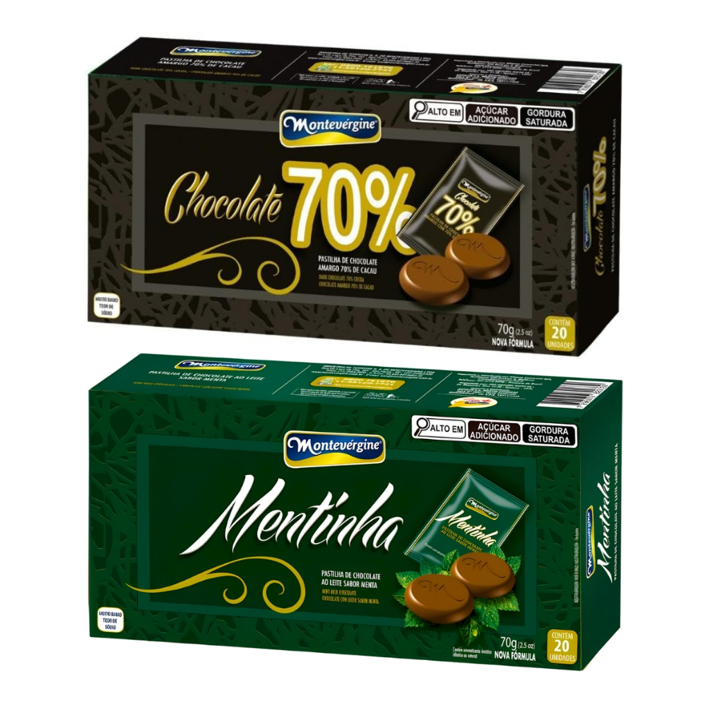 Pastilhas De Chocolate 70g C/20 Unidades Montevérgine