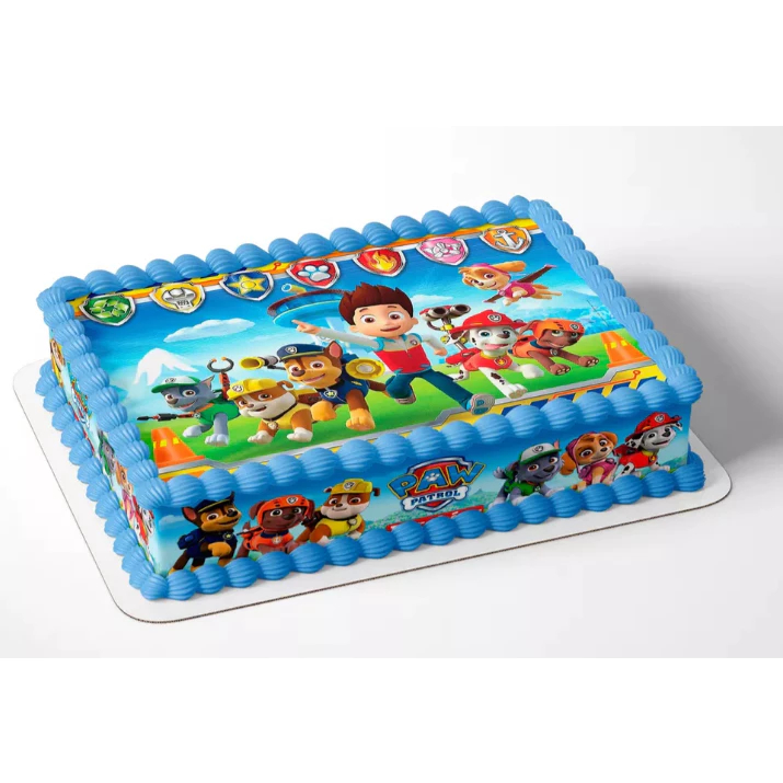 Papel arroz e faixa comestível para bolo torta patrulha canina feliz aniversário festa comemoração