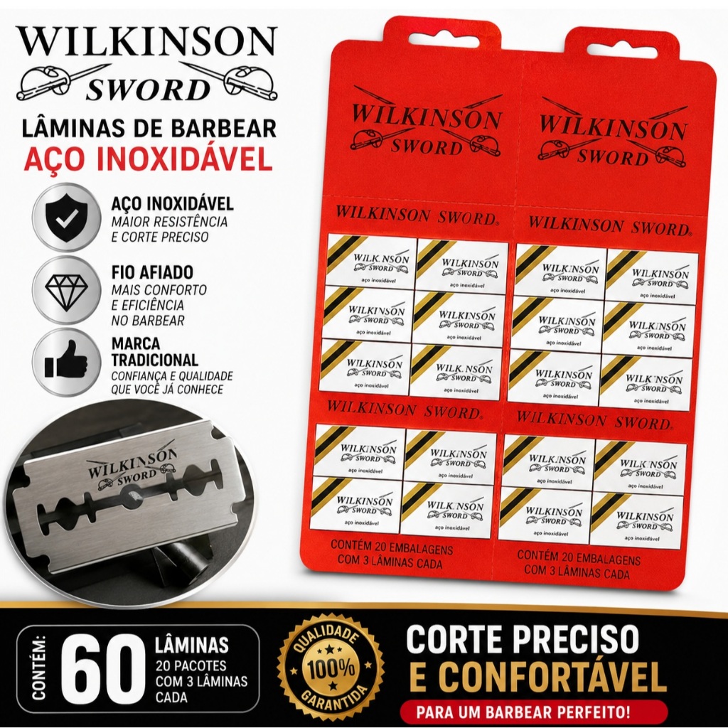 Cartela Lâmina Wilkinson Sword Com 60 Lâminas