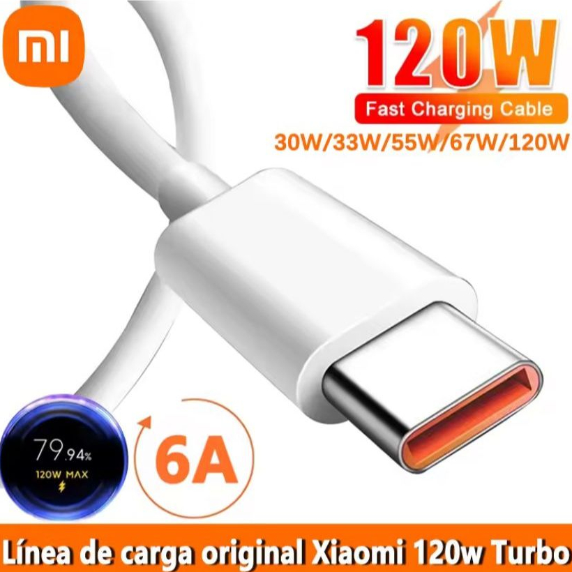 Cabo Xiaomi 120W Turbo Tipo C 6A Carregamento Super Turbo Charge Poco Mi Redmi
