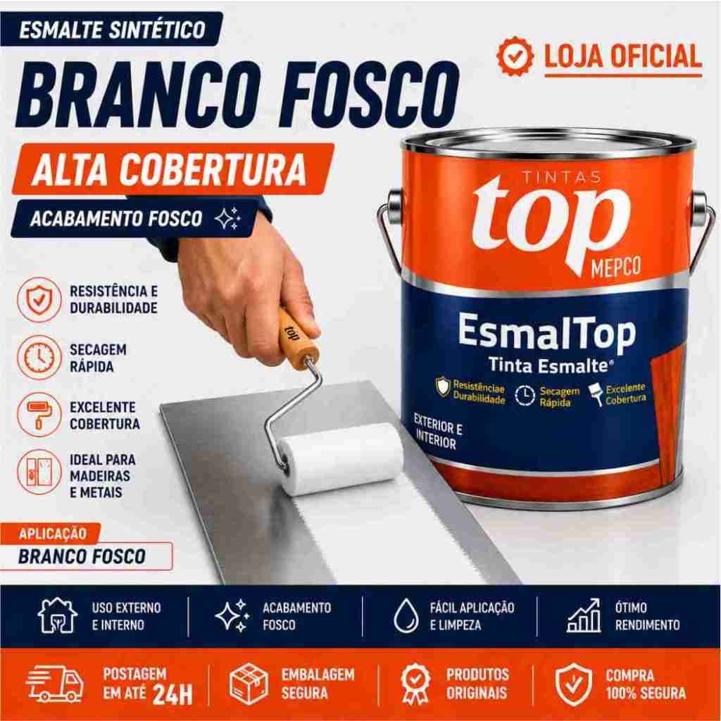 Renove e Proteja Madeira e Metal - Esmalte Sintético Branco Fosco 900ml MEPCO - Alta Cobertura