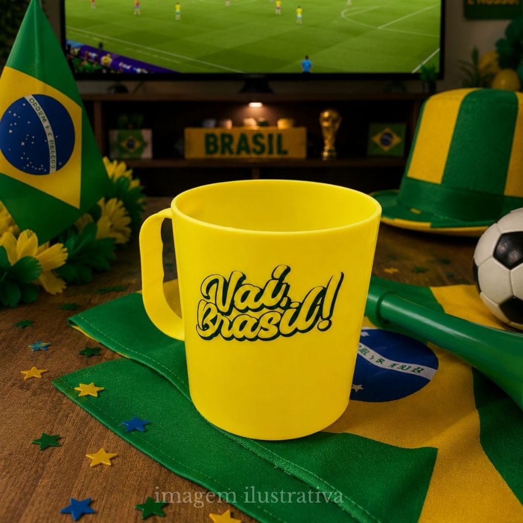 Kit Caneca Xicara personalizada copa do mundo seleção brasileira decoração copa Festa caneca plastica 400 ml