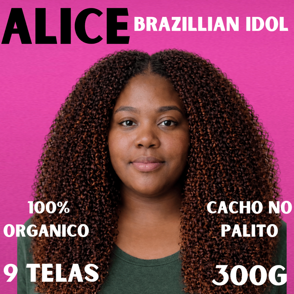 Cabelo Cacheado no palito 60cm 300g Alice Brazilian Idol Bio Fibra Cacho Definido  Cabelo cacheado na tela