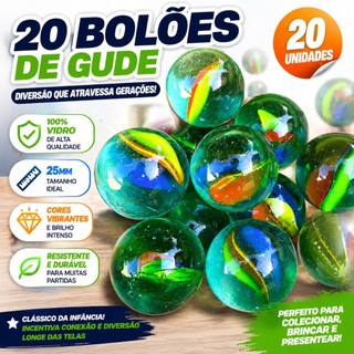 20 Bolão Gude América Importada Bolinha Peteca Fubeca Birosca Vidro Jogo Escaldapes Infantil