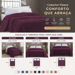 Manta Casal Cobertor Solteiro ou Queen Microfibra Liso 150g/m² +10 Cores - Camesa