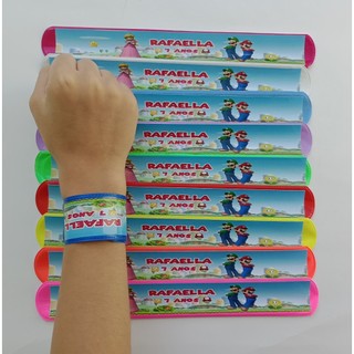 Pulseira Bate Enrola Personalizada SUPER MARIO - Lembrancinha MARIO - Festa SUPER MARIO  - Pulseira Bate Enrola MARIO