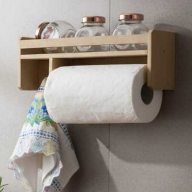 Porta tempero cozinha suporte organizador condimentos prateleira parede de madeira mdf papel toalha guardanapo pequeno