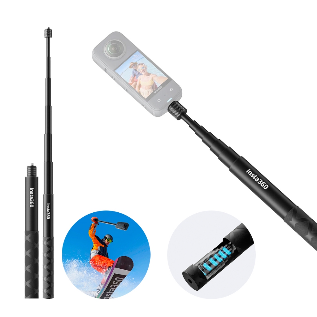 Bastão De Selfie Insta360 Invisível 114 Cm Preto Para Câmeras X2/X3/X4/X5/Go