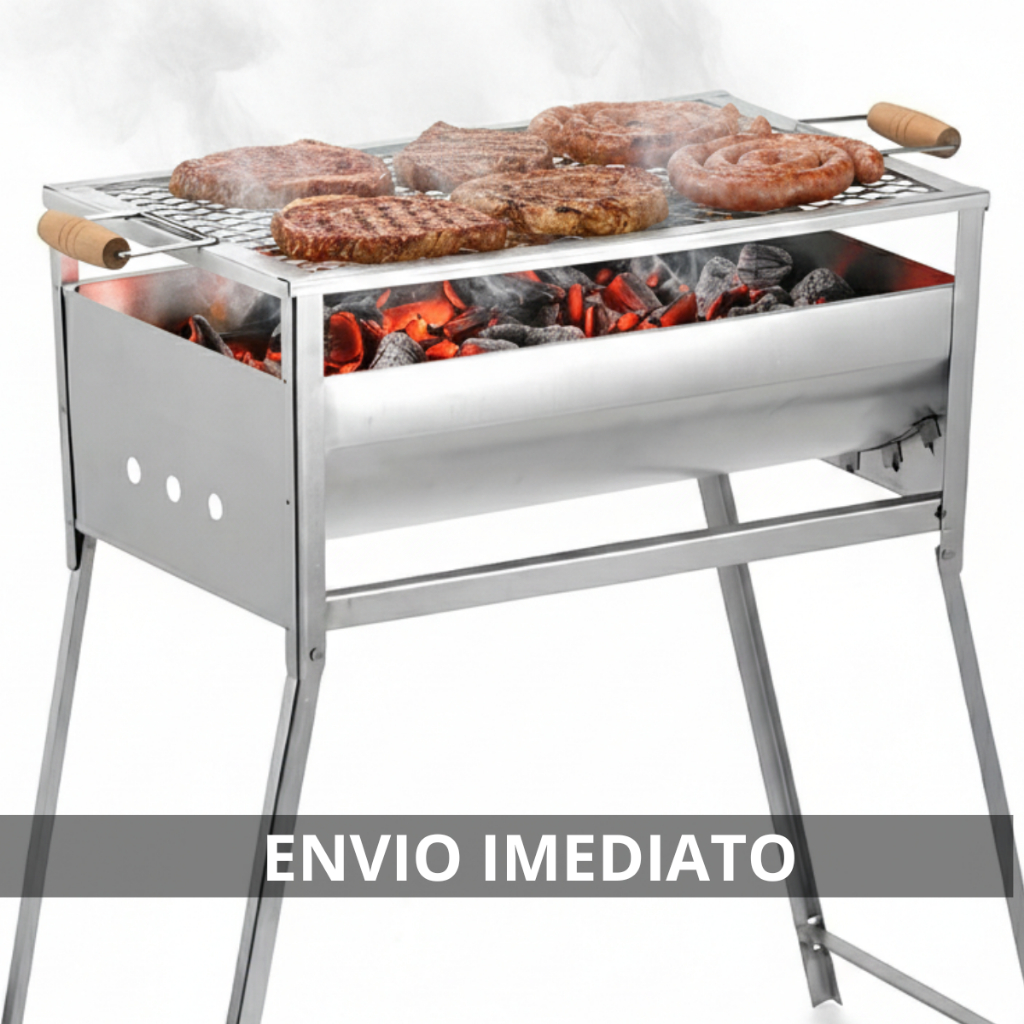 Churrasqueira Portátil A Carvão Galvanizada Carnes Peixes Frango Linguiça Churrasco