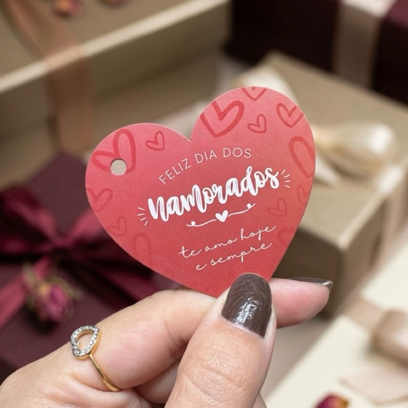 Tag Coração “Feliz dia dos Namorados” | Papelaria para Presente | Papelaria de Luxo | Envio Rápido