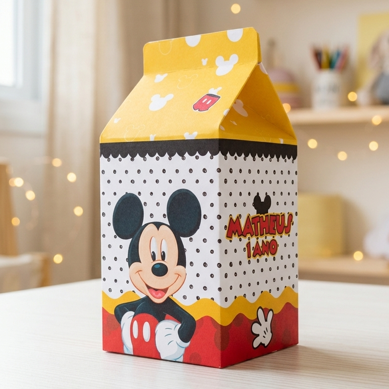 Caixa Milk Mickey | Caixinhas Personalizadas Kit Festa Aniversário Lembrancinhas Mimos