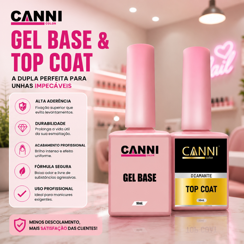 Gel Base canni color  Fino Led/uv 10ml TOP COAT DIAMANTE Transparente Unhas  gel Acrigel LANÇAMENTO