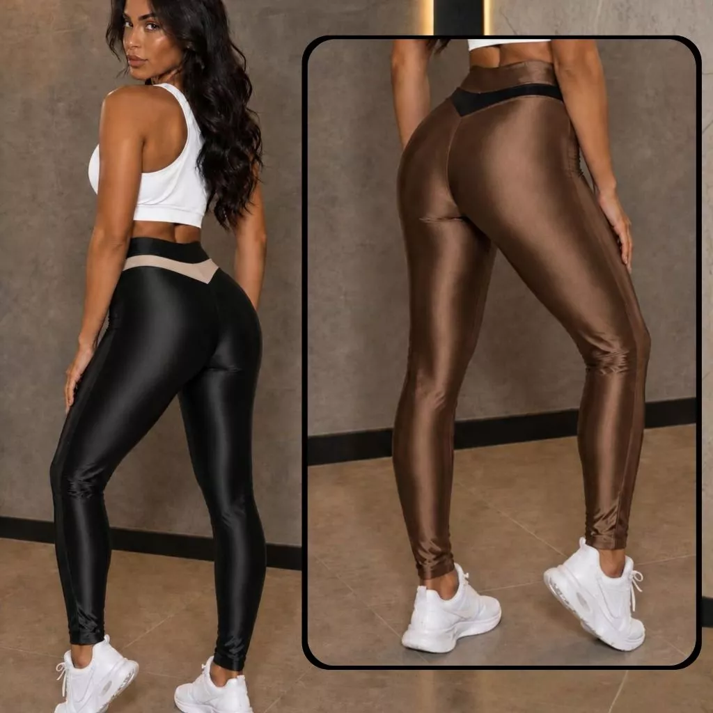 100 % Zero Transparência Calças Legging Fitness Academia Poliamida } Feminina modela Bumbum Skinny  Slim Fit Compreção — imagem 1