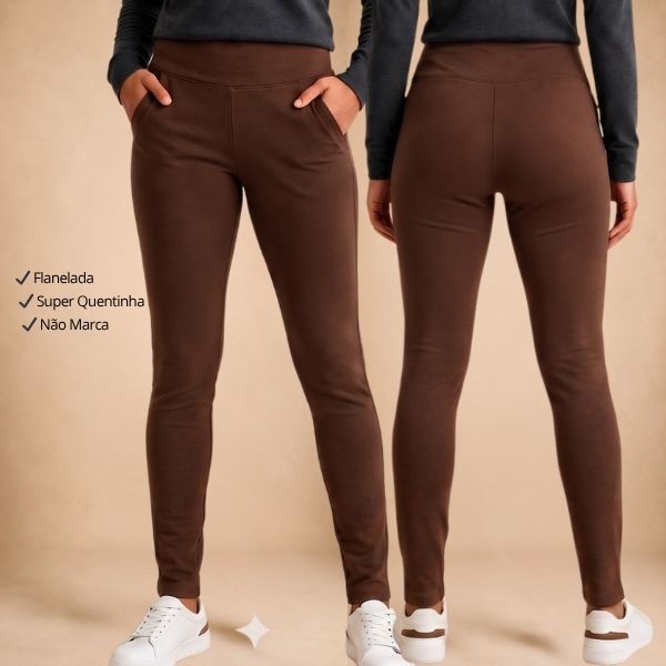 Legging Flanelada Feminina Cintura Alta Suplex Peluciada Inverno 2026