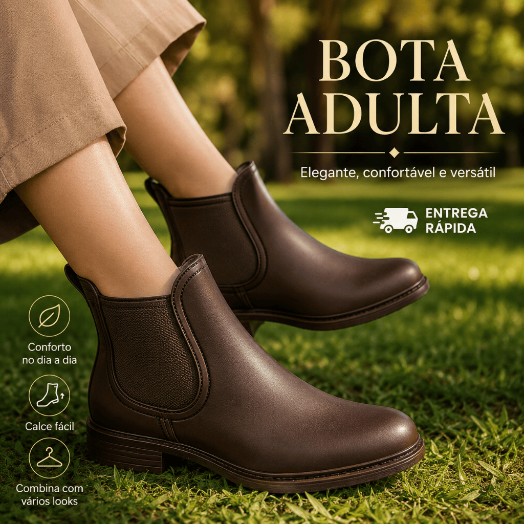 Bota Galocha Feminina Chelsea Cano Curto Tratorada Corrente Confortável Antiderrapante Envio