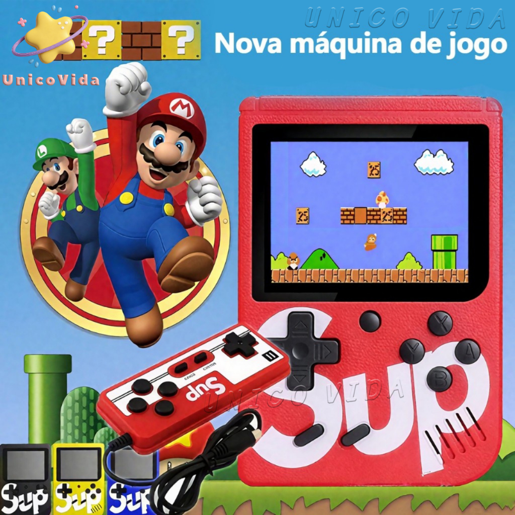 Mini Vídeo Game Nintendo Vídeo Portátil 400 Jogos Sup Retrô Clássicos Antigos Anos 80 com Controle Para 2 Pessoas