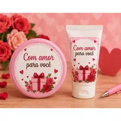 Kit Etiquetas Para Sabonete e Bisnaga 30 ml Com Amor Pra Você / Com Carinho