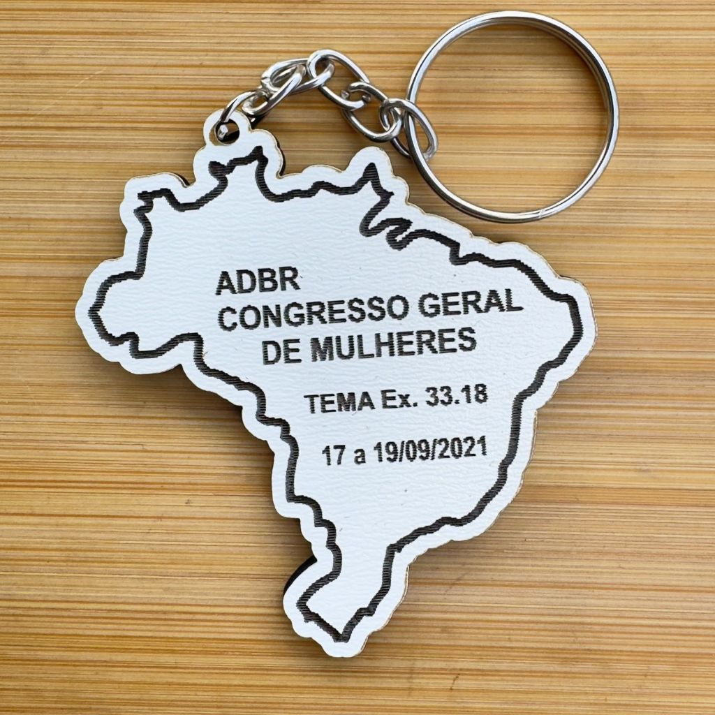 Kit Chaveiros Mapa do Brasil - Congresso Mulheres Personalizado MDF Igreja Evento Religioso Lembrancinha em MDF