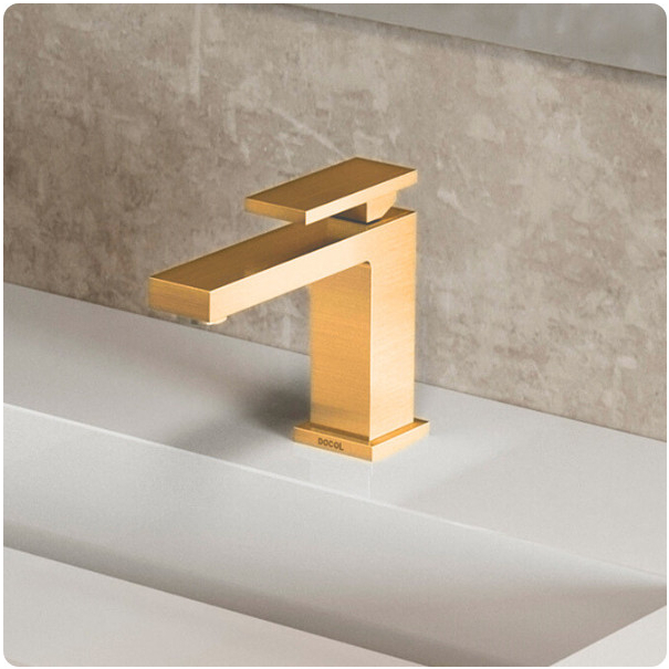 Torneira Monocomando Para Banheiro Ouro Escovado New Edge Docol