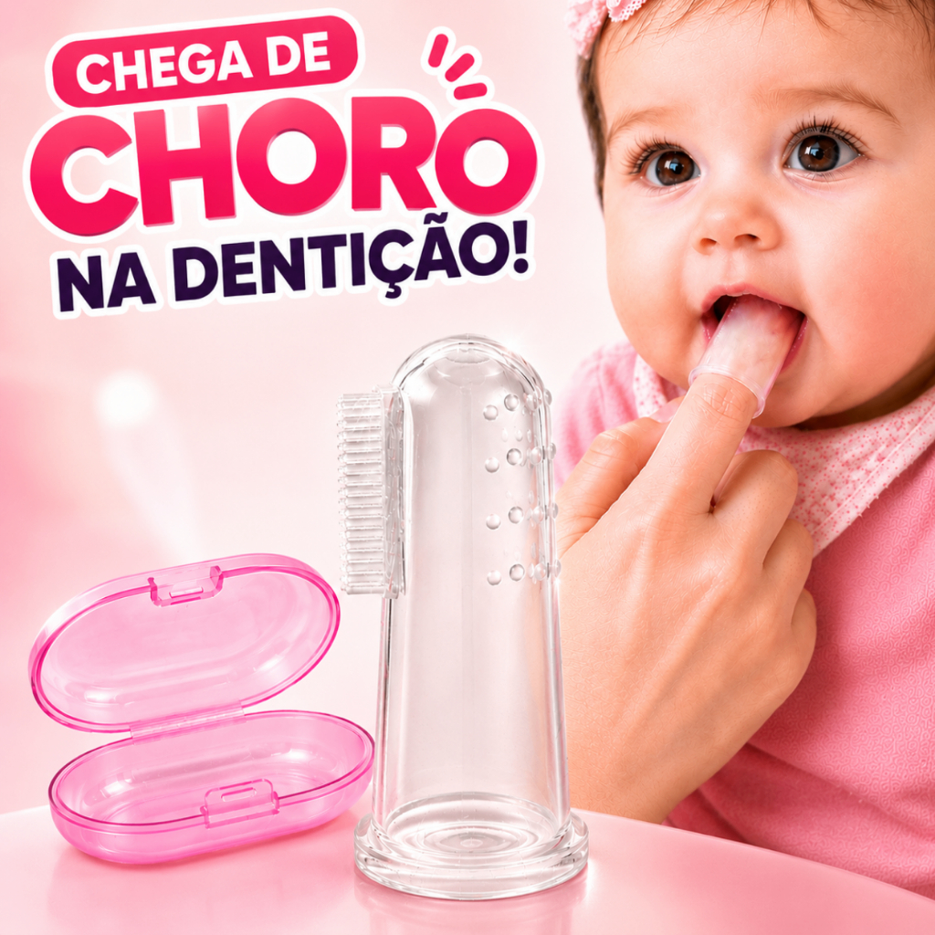 Escova Massageadora Silicone Bebê Dedal Alívio Dentição Infantil