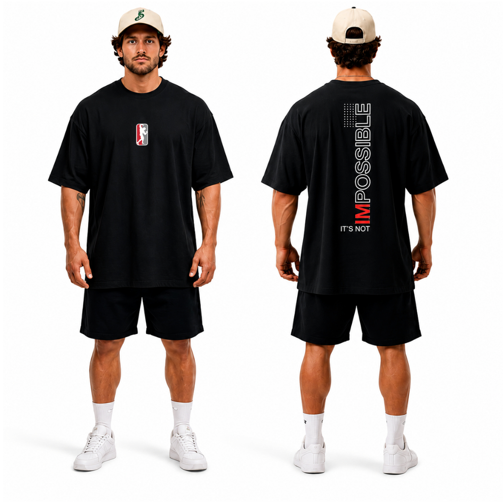 Camiseta Camisa Academia Oversized Impossivel Treino Musculação 100% Streetwear Moda Maromba