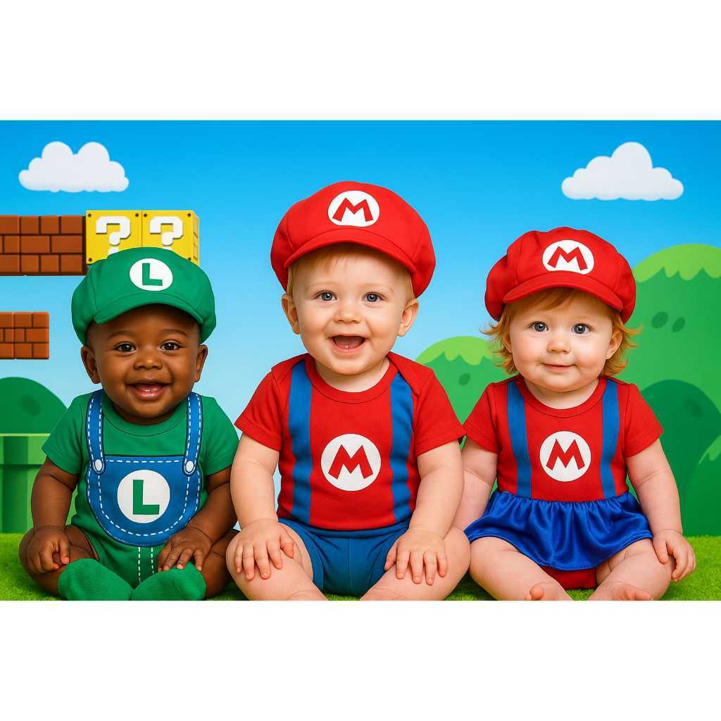 Boina bebê Mario Bros & Luigi / mesversário temático / menina e menino