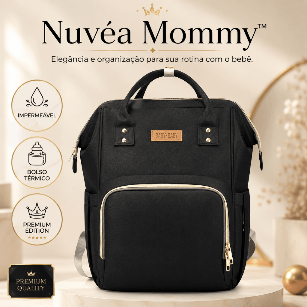Mochila Maternidade Impermeável Nuvéa Mommy Bag™ Bolsa Bebê Grande com Bolso Térmico