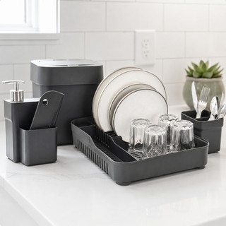 Kit Pia De Cozinha Completo Lixeira Escorredor Dispenser Porta Deterente Rodinho Escorred…