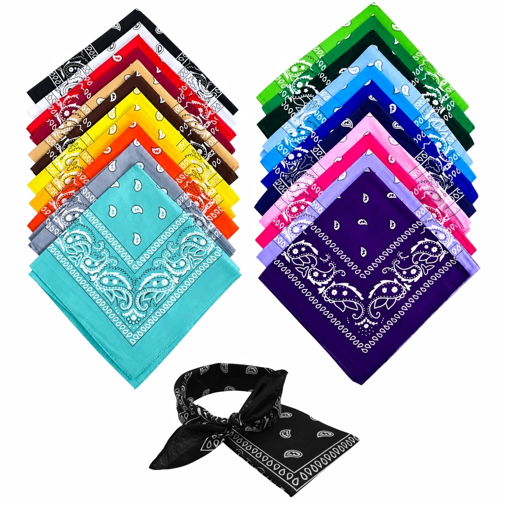 Bandana Lenço Estampado Em Poliéster 55 cm x 55 cm Várias Cores