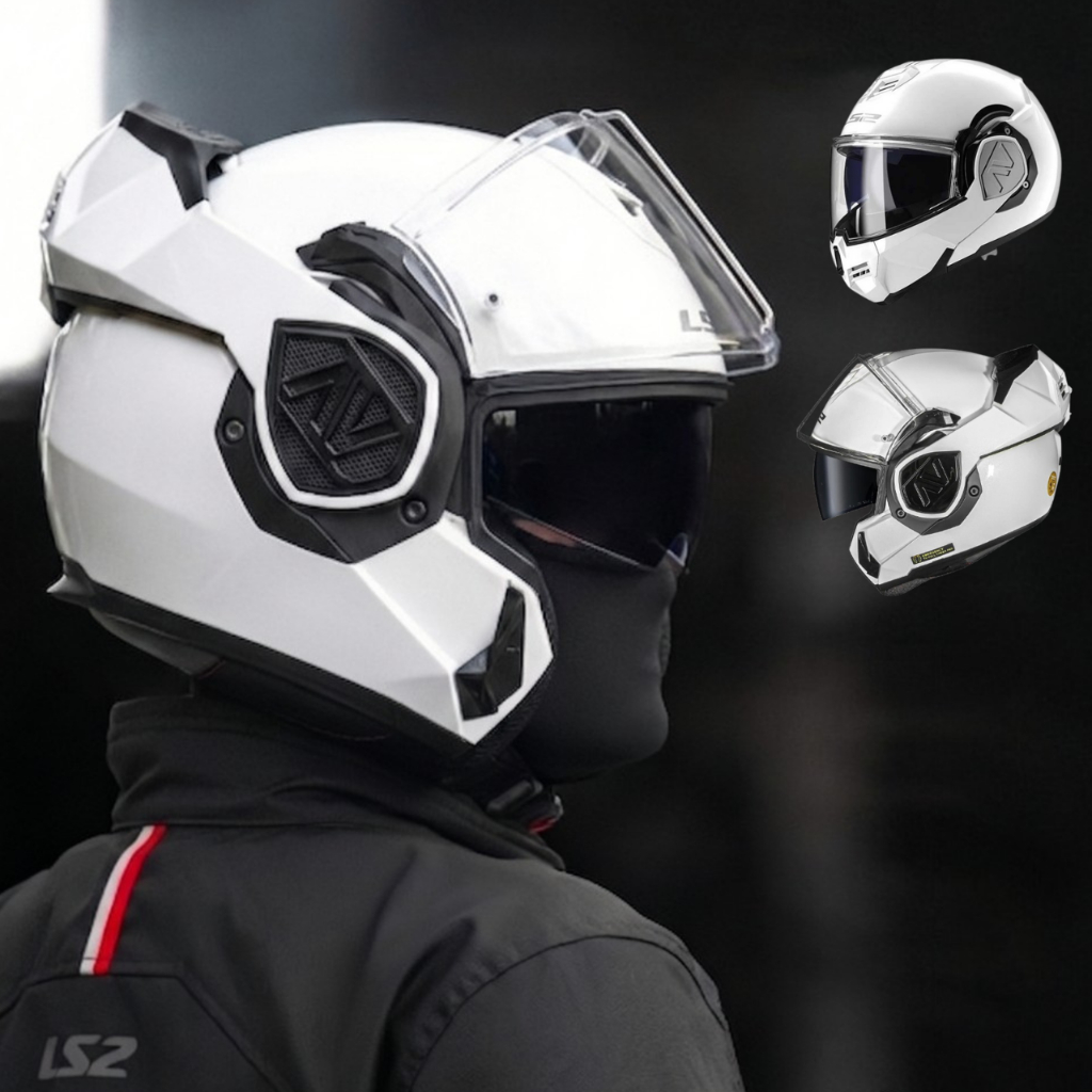 Capacete LS2 Advant FF906 Monocolor Articulado Branco Escamoteável Robocop 180 Graus + Pinlock