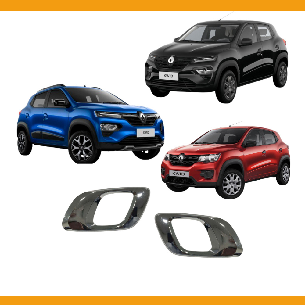 Par Maçaneta Gatilho Puxador Int Kwid Haste Curva Cromada PRETA E CROMADA