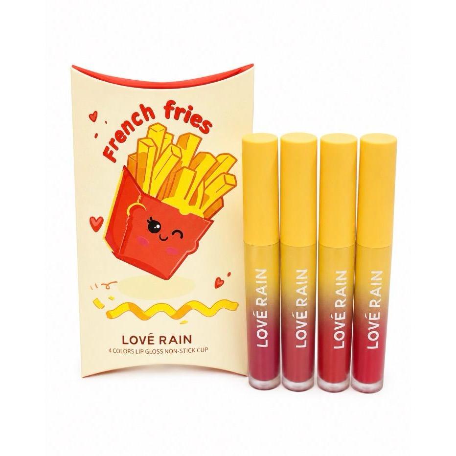 Lip Gloss French Fries Lové Rain Kit com 4 unidades