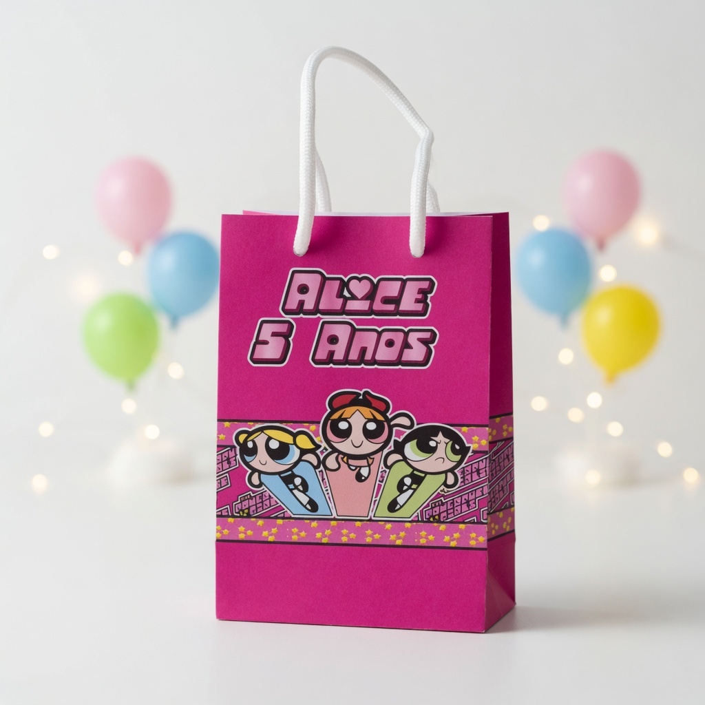 Sacolinha Meninas Superpoderosas Personalizada  - Lembrancinha / Aniversário P (10X15X3,5CM)