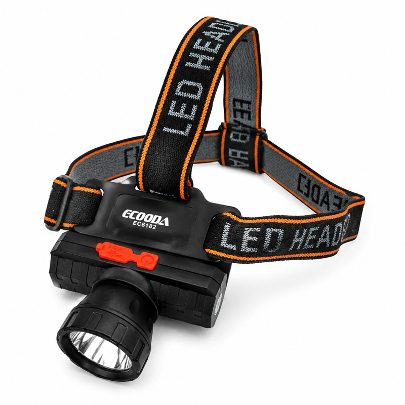 Lanterna de Cabeça Recarregável ECOODA EC6182 LED Alta Potência USB Type-C 3 Modos Ajustável Camping Pesca Trilha