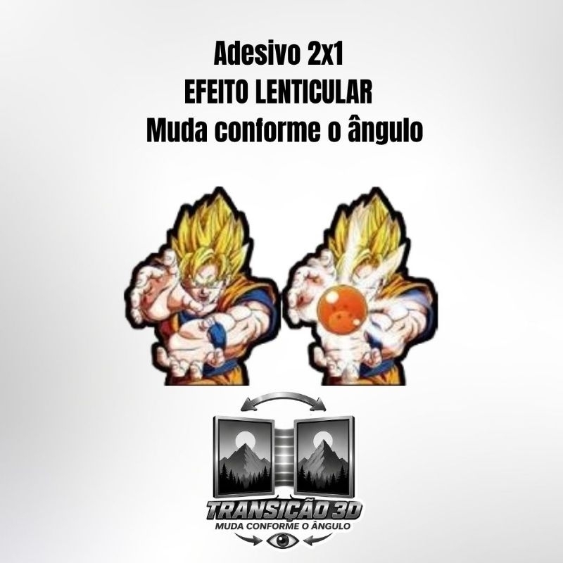 Adesivo 3D Lenticular 2x1– Dragon Ball Z/ Adesivo holográfico celular/Decoração celular geek/decoração notebook