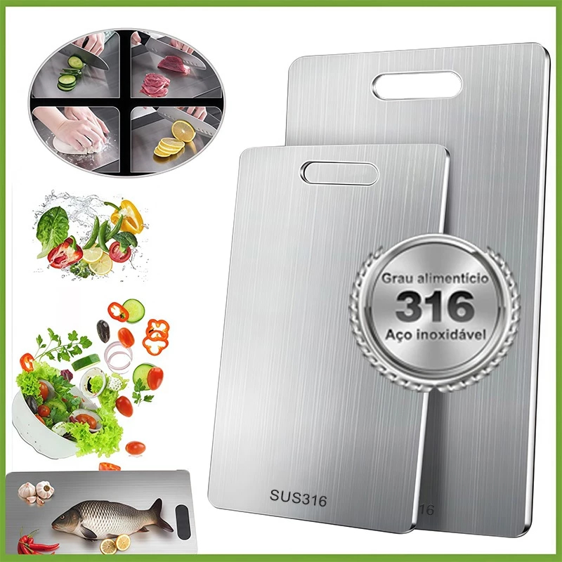Tábua De Corte 316 Aço Inoxidável Antibacteriana À Prova De Mofo Tábua De Cozinha para Cozinha Cortar Carnes e Churrasco