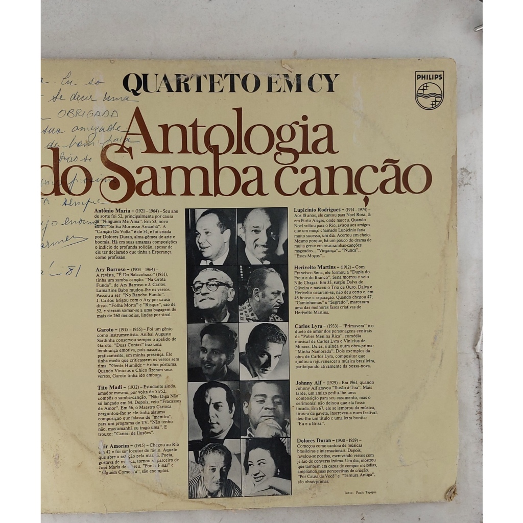 Lp Quarteto Em Cy - Antologia Do Samba Canção- Q004