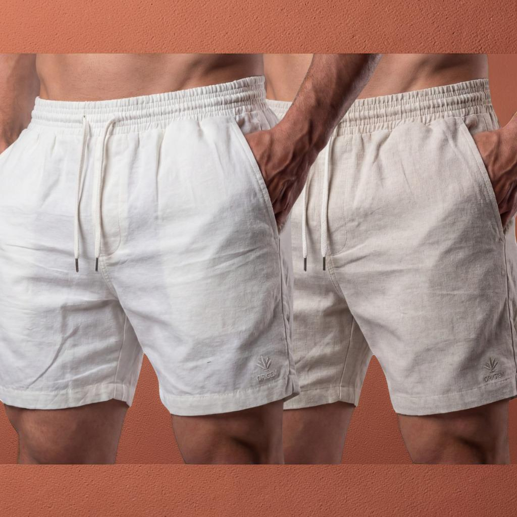 Kit com 2 Bermudas Masculinas em Linho - Super Leves e Confortáveis | Kali Empreendimentos
