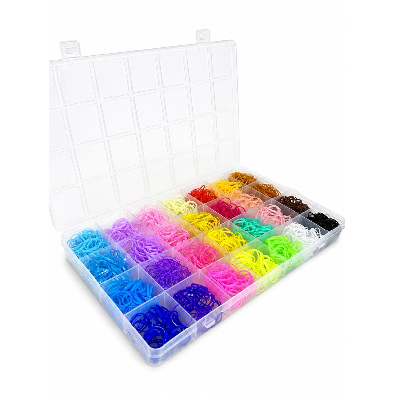 Kit 750 Elásticos de Cabelo Coloridos ,Caixa Organizadora com Divisórias, acessórios de cabelo ,pet shop,  pulseira