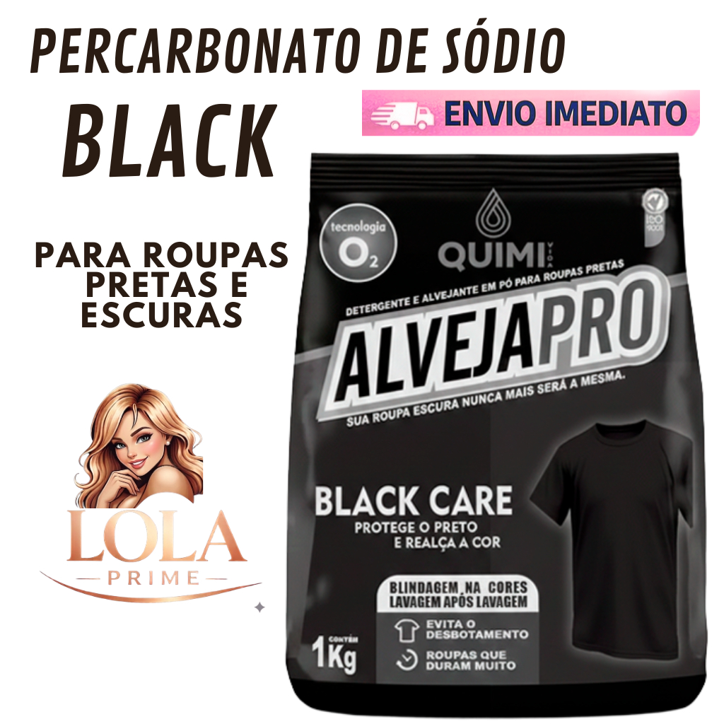 PERCARBONATO de Sódio ROUPAS PRETA E ESCURA AlvejaPro Black  1kg / 2 kg - OXIGÊNIO ATIVO -QUIMIVIDA -