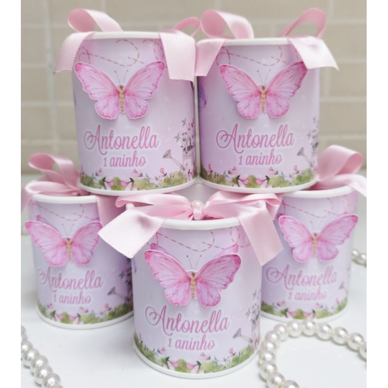 Tubolata Personalizada 6x7 Jardim Encantado Borboleta / Lembrancinha Maternidade Bebê Festa Infantil