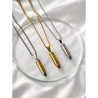 Colar Pingente Bala em Aço Inoxidável Masculino 60cm，E Pulseira 21cm