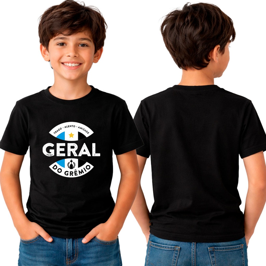 Camisa Camiseta Infantil Torcidade Organizada Geral Do Grêmio Futebol Blusa 100% Algodão Premium Unissex Menino Menina