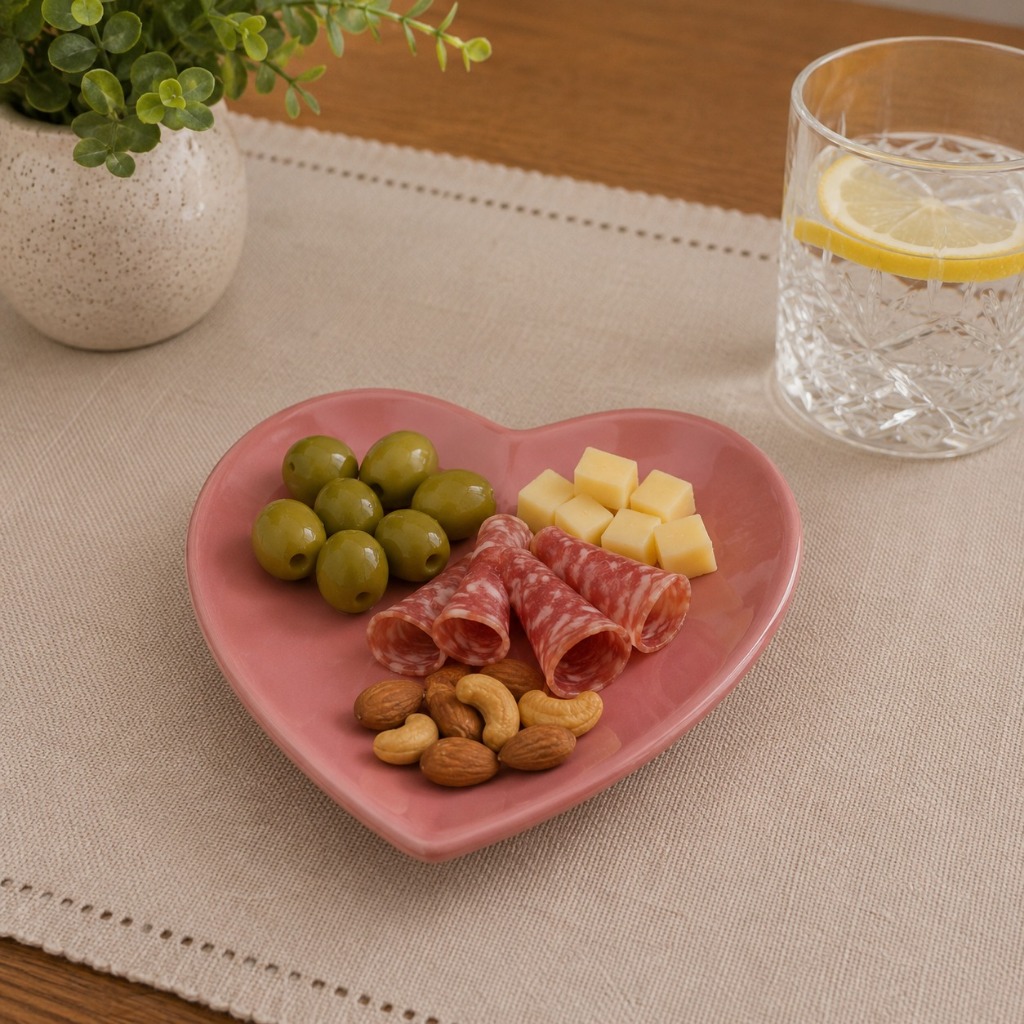 Petisqueira Lovely Coração em Porcelana Rosa -L Hermitage